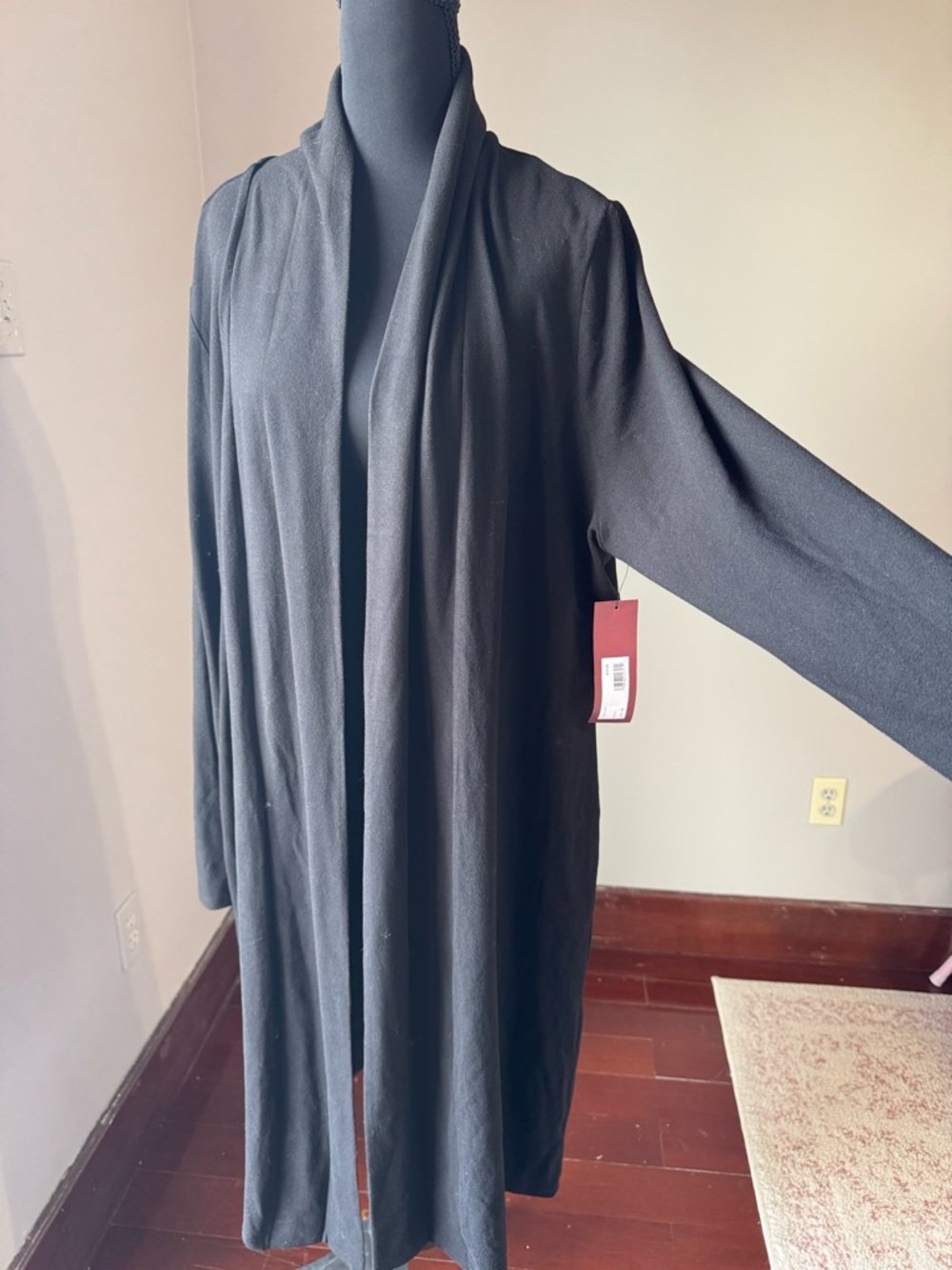 NWT Scarlett Black Open-Front Longline Drape Cardigan soft material